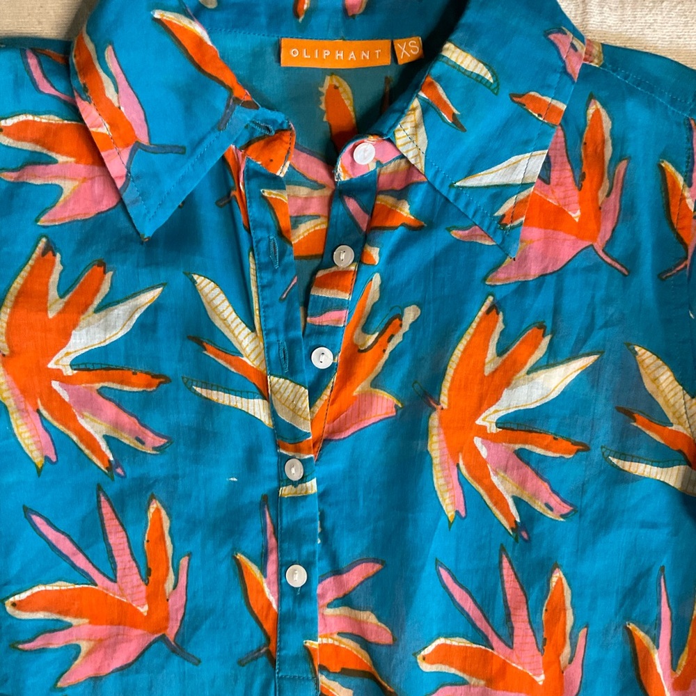 Oliphant Tunic bright blue, orange, & pink